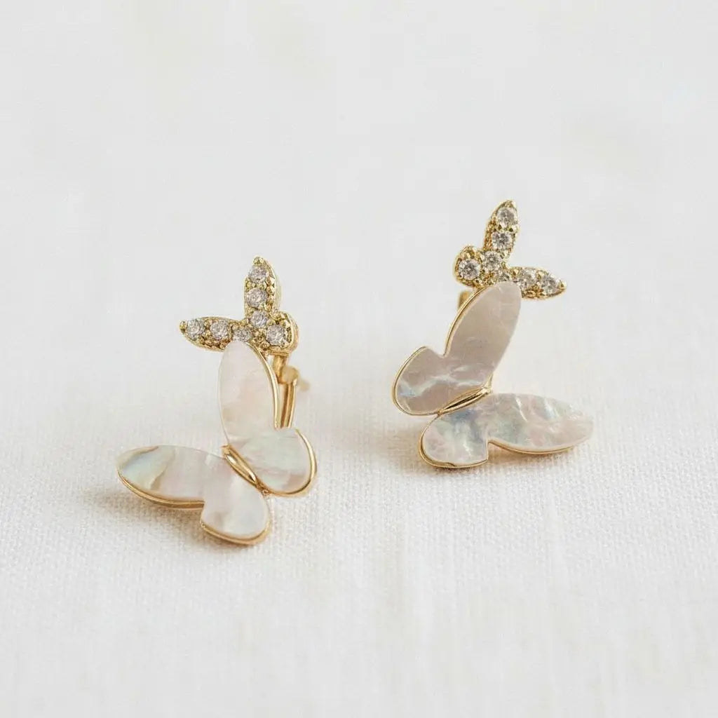 Hoop Earrings - Elegant Butterfly Shell