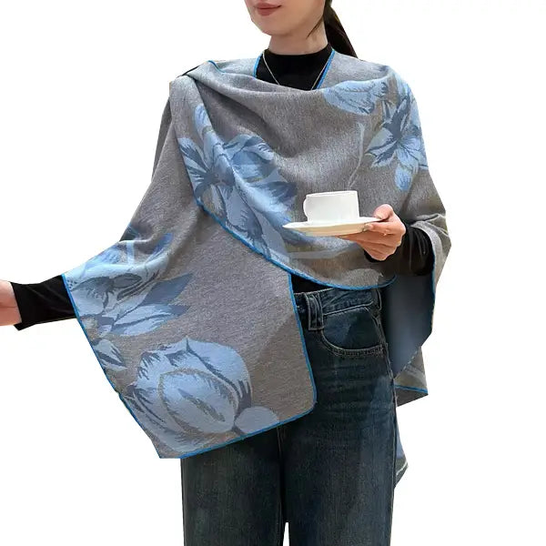 Reversible Short Loop Wrap - Light Blue / Gray Lotus