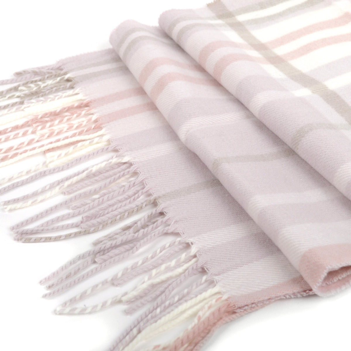 Cashmere Feel Winter Scarf - Pink Plaid Soft
