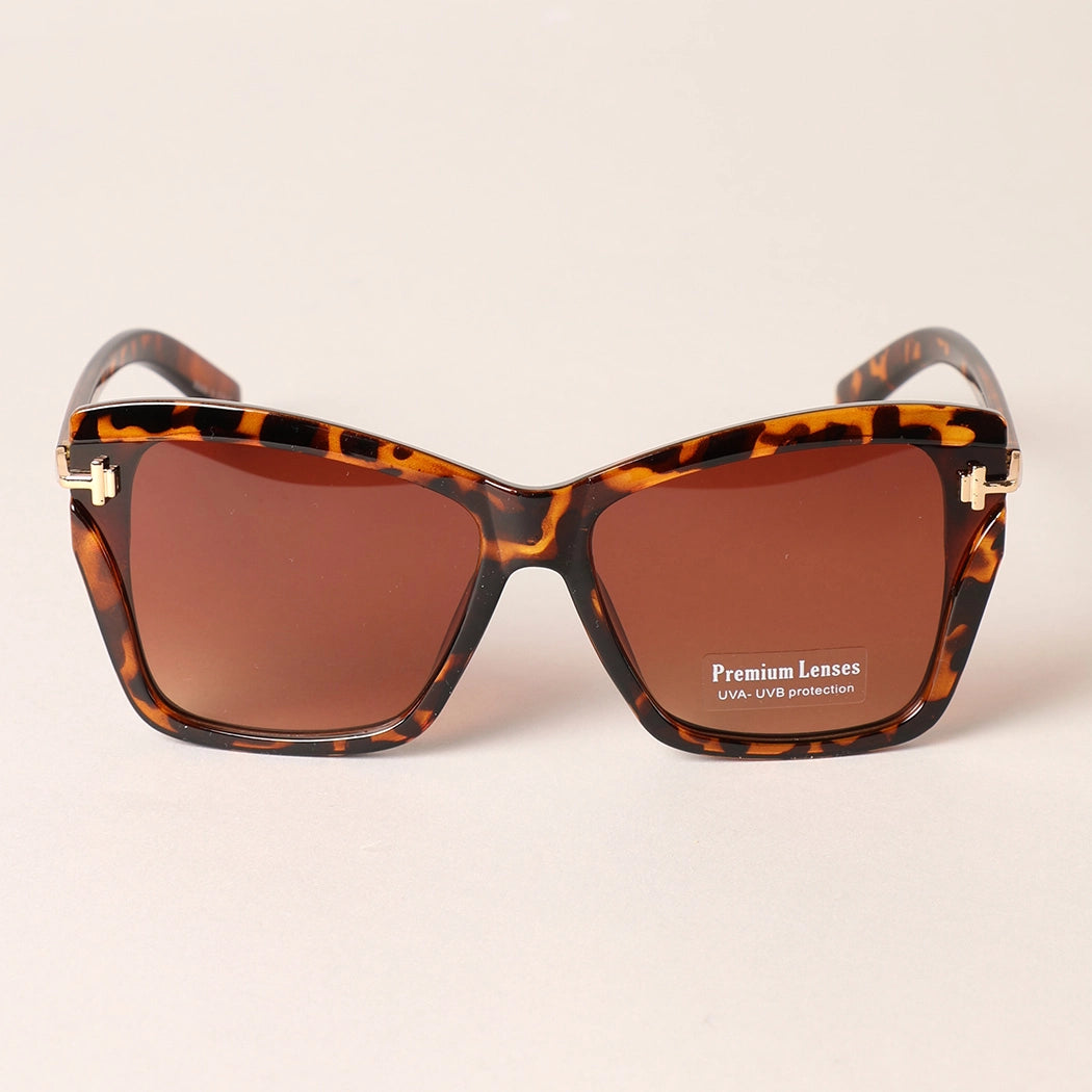 Sunglasses - Biege Leopard W Thin Legs