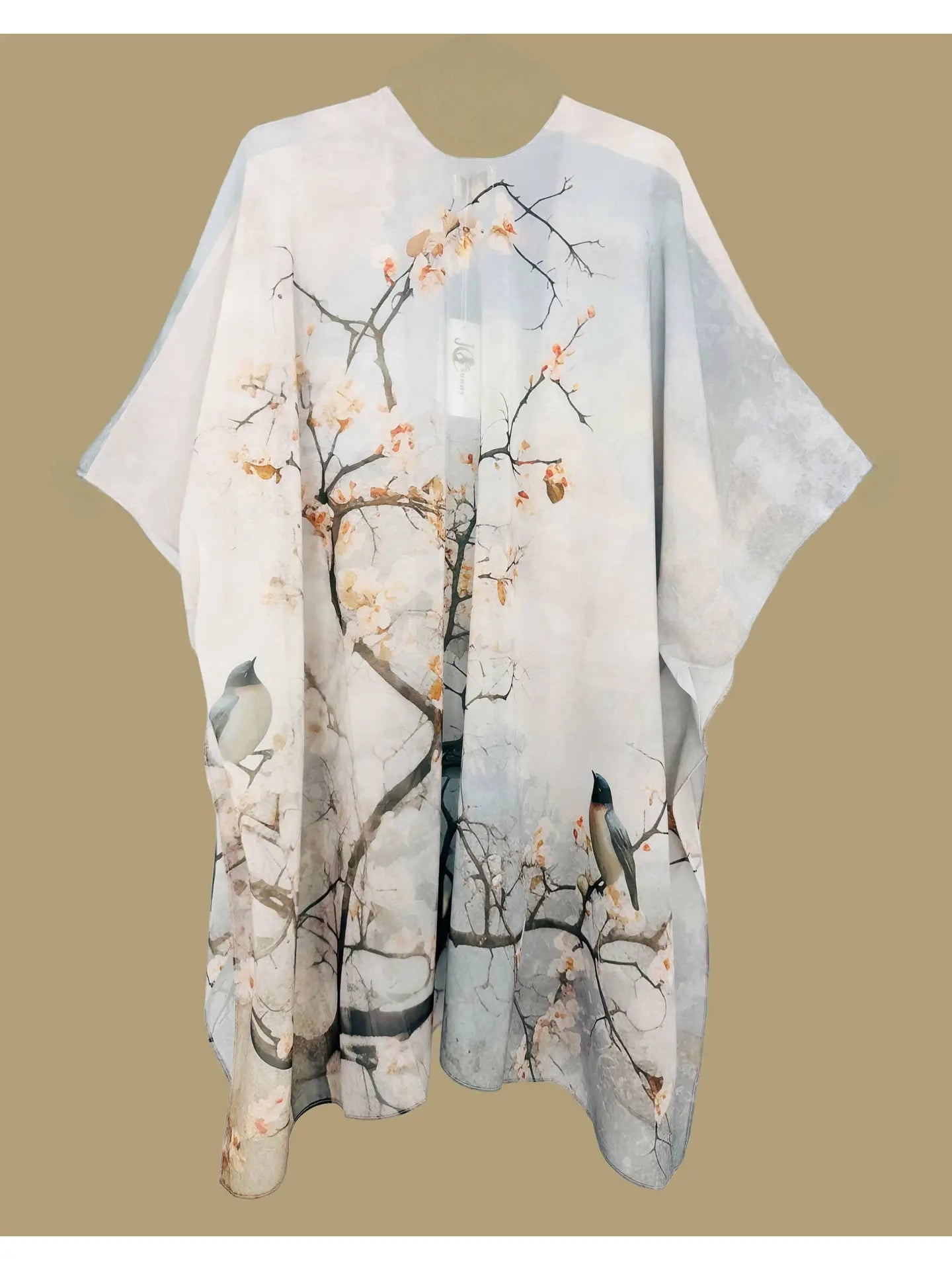 Kimono - Gray Multi Whispers of Blooms & Birds