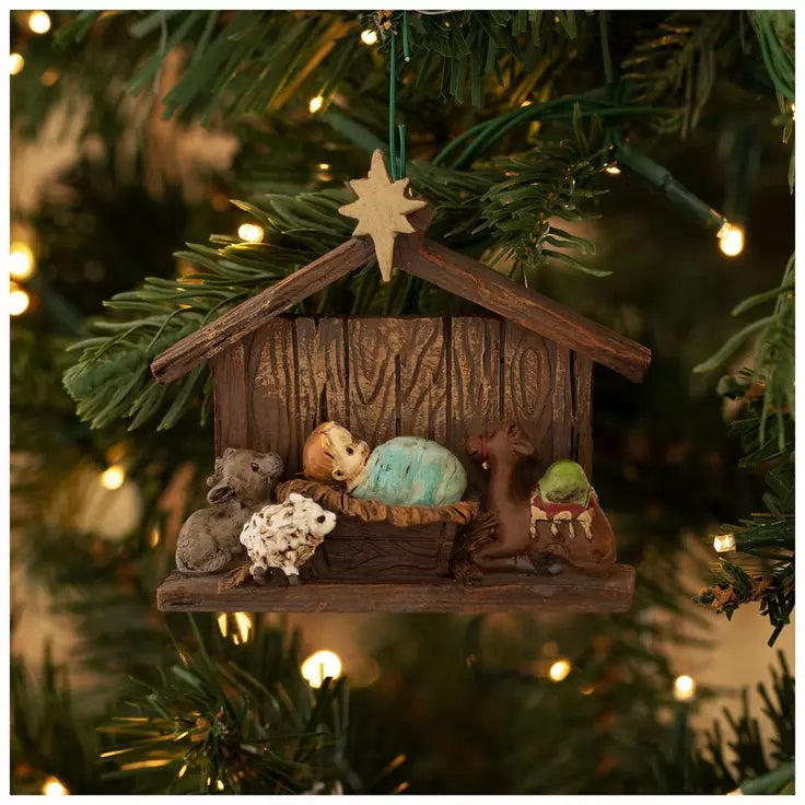 Christmas Ornament - Baby Jesus & Animals