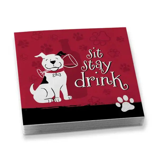 Beverage Napkins - Sit, Stay, Drink