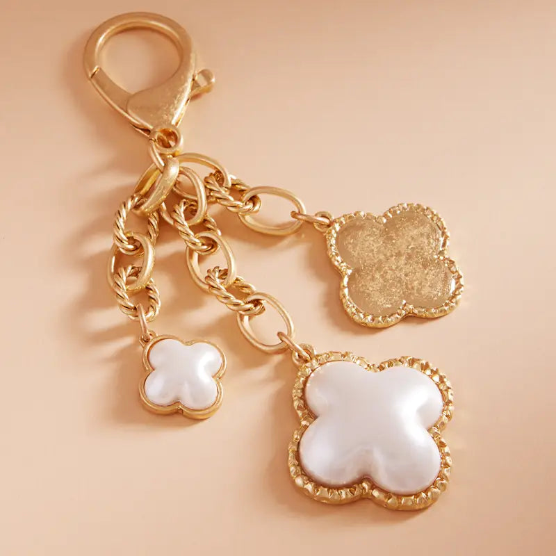 Bag Charm Keychain - Clover Mixed W Pearl