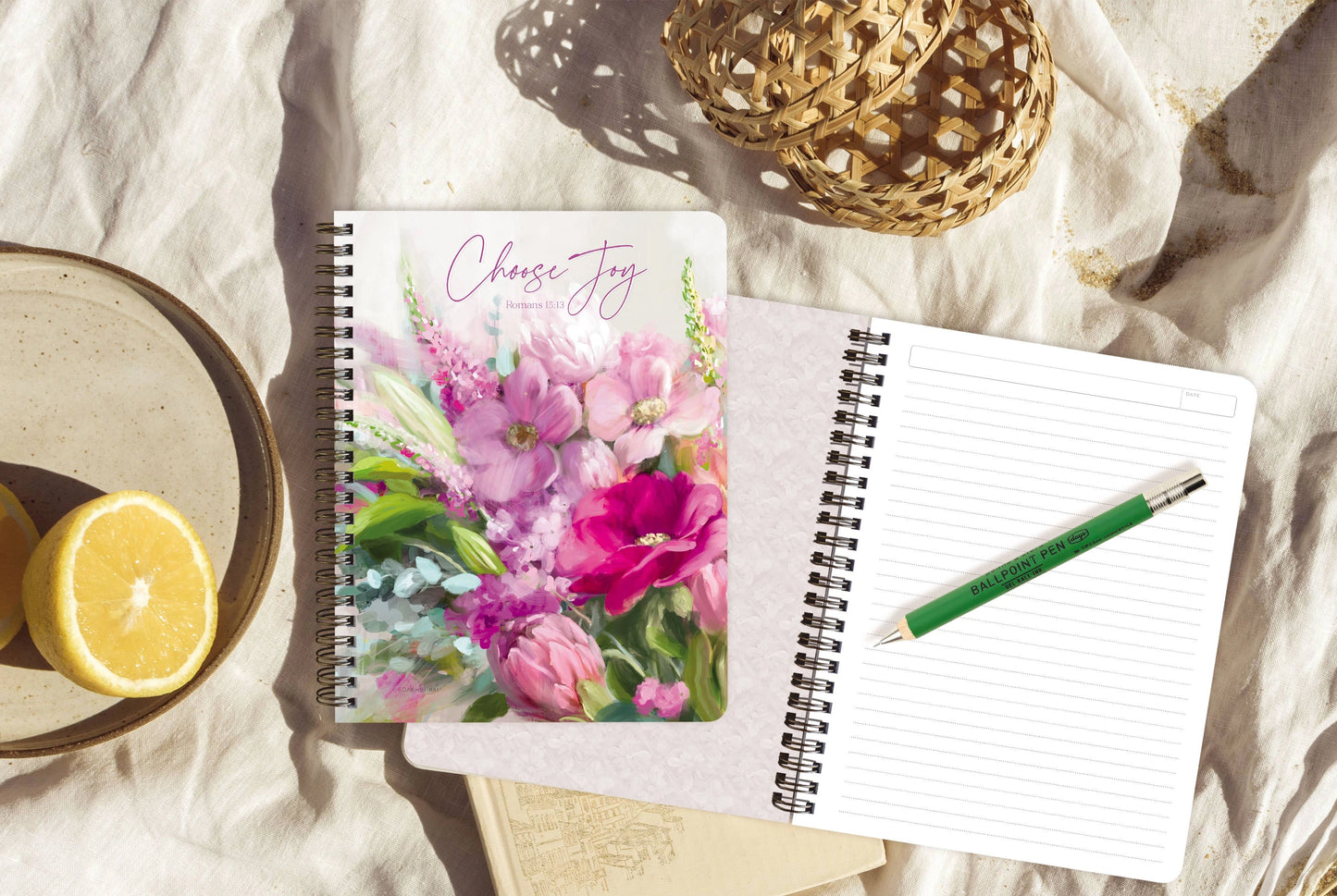 Spiral Medium Notebook - Bright Floral Faith