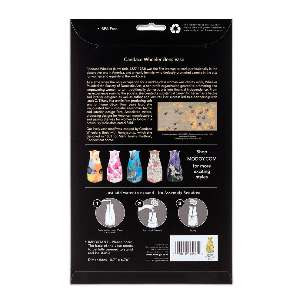 Expandable Flower Vase - Candace Wheeler Bees with Honeycomb