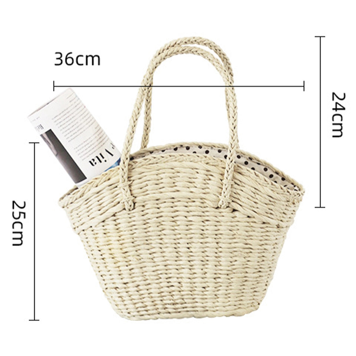 Woven Casual Straw Tote - Khaki