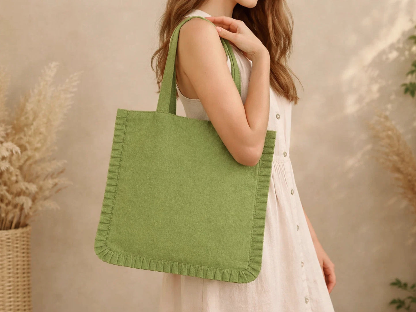 Canvas Colored Tote Bag - Parrot