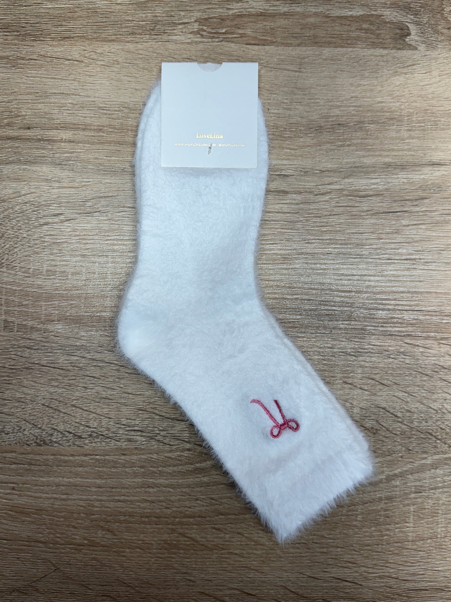 Soft Winter Fuzzy Bow Socks - White