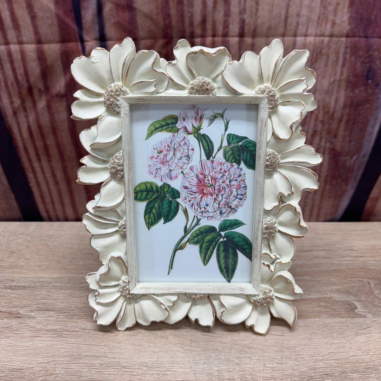 Cream Frame Art Print 9x7in - Pink White Bloom