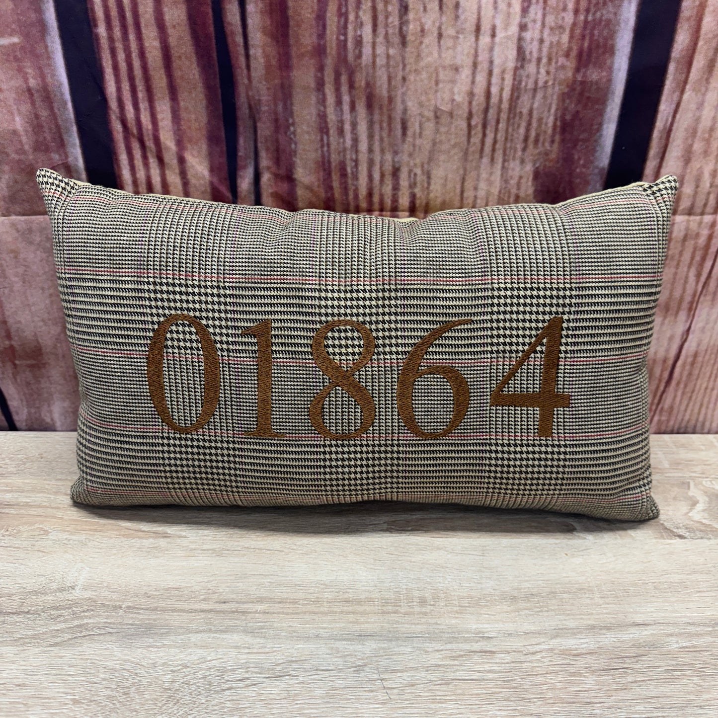 Zip Code Pillow - 01864 (Brown Pattern) (Brown Thread)