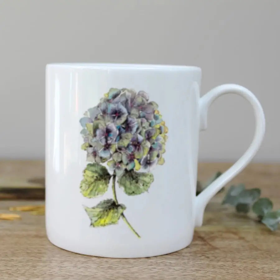 Bone China Mug 12oz - Hydrangea