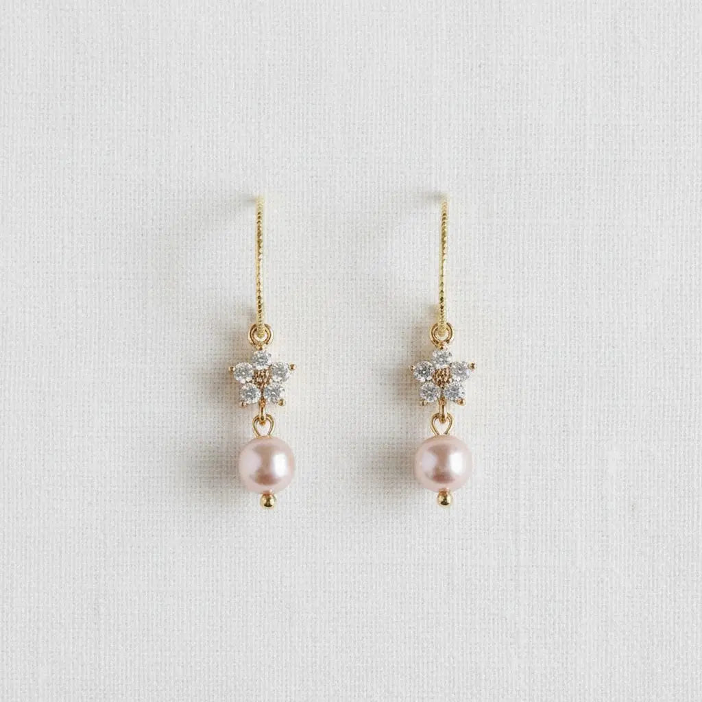 Drop Earrings - Floral-Inspired Pearl