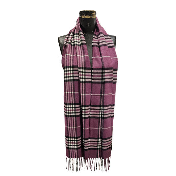 Cashmere Feel Scarf - Plaid Purple