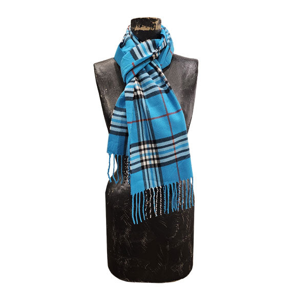 Cashmere Feel Scarf - Plaid Turquoise