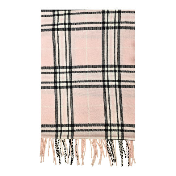 Cashmere Feel Scarf - Plaid Soft Pink