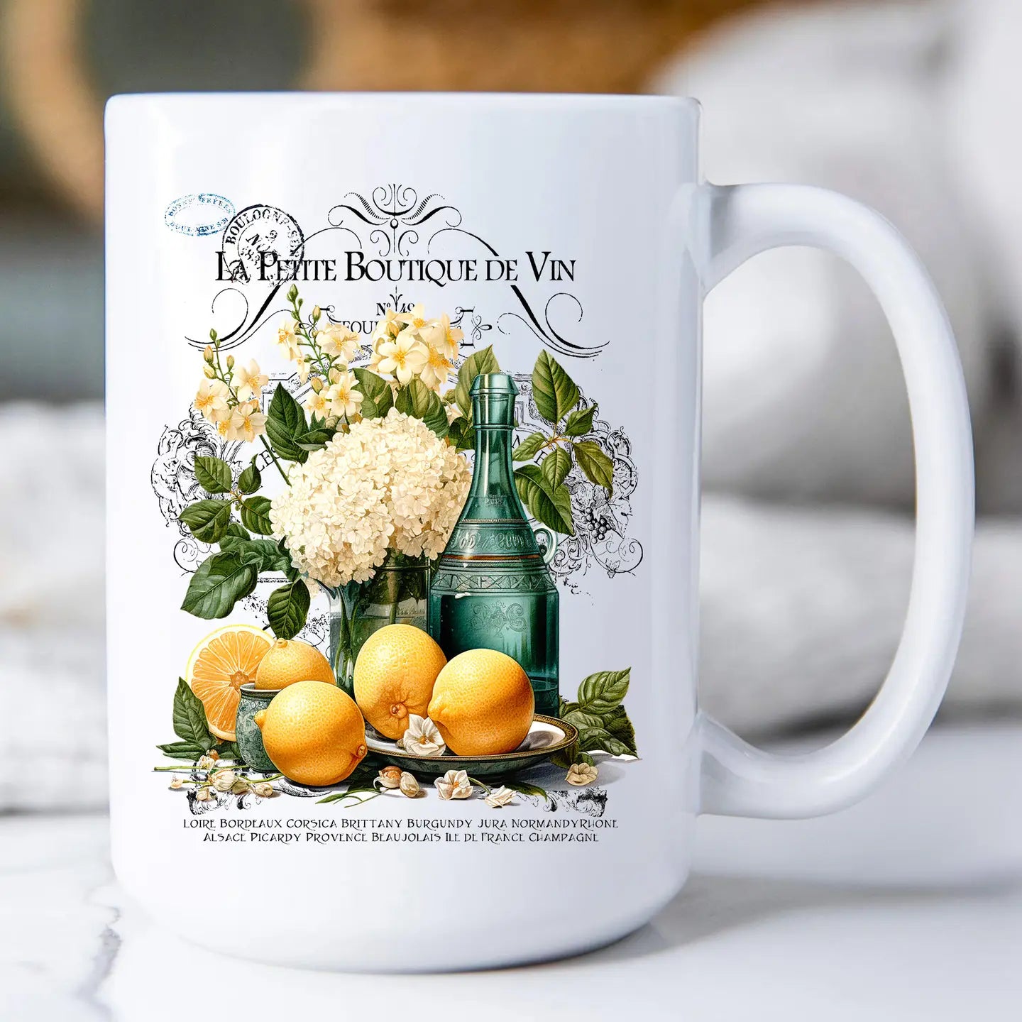 Coffee Mug 15oz - Vintage French Flower Lemons