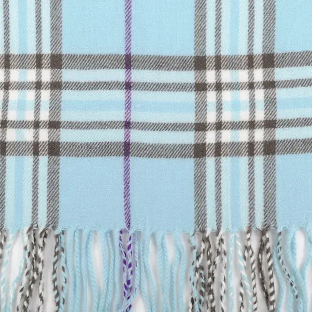Cashmere Feel Winter Scarf - Light Blue Brown