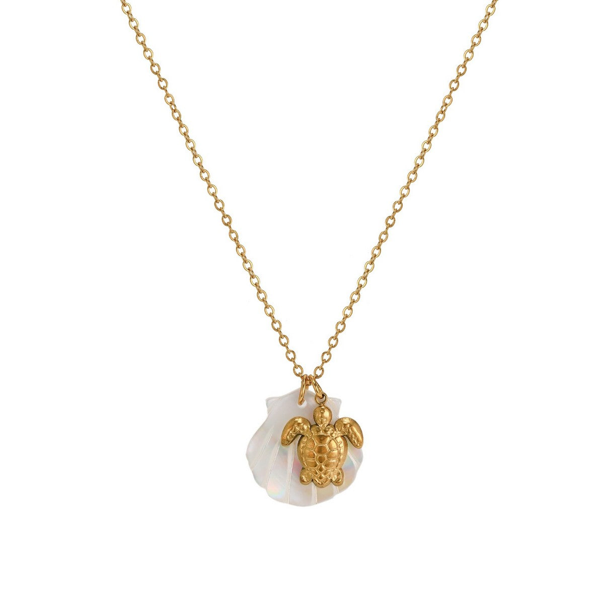 Stainless Steel Necklace - Turtle & Shell