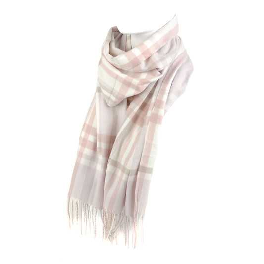 Cashmere Feel Winter Scarf - Pink Plaid Soft