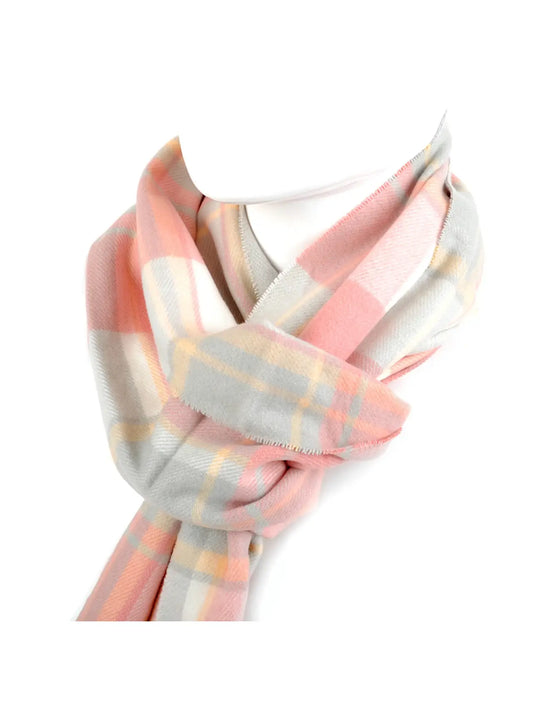 Cashmere Feel Winter Scarf - Pink Plaid