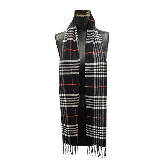 Cashmere Feel Scarf - Plaid Black