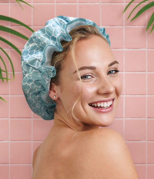 Shower Cap - Navy & Pink