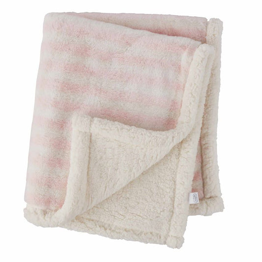 Stripe Faux Fur Blanket - Pink