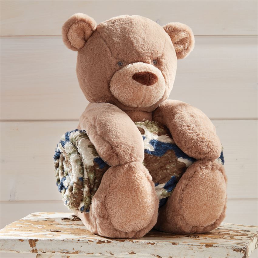 Camo Bear Plush With Blanket