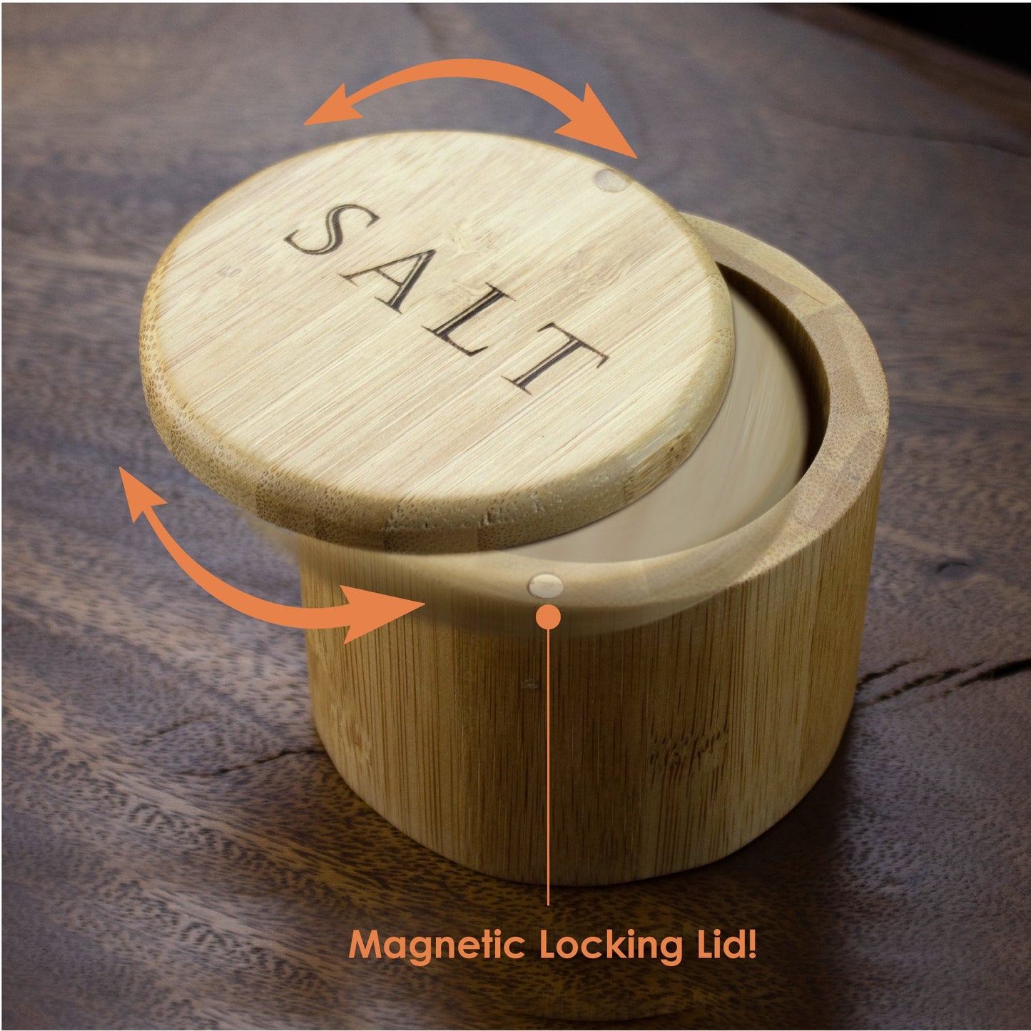 Salt Box with Magnetic Swivel Lid