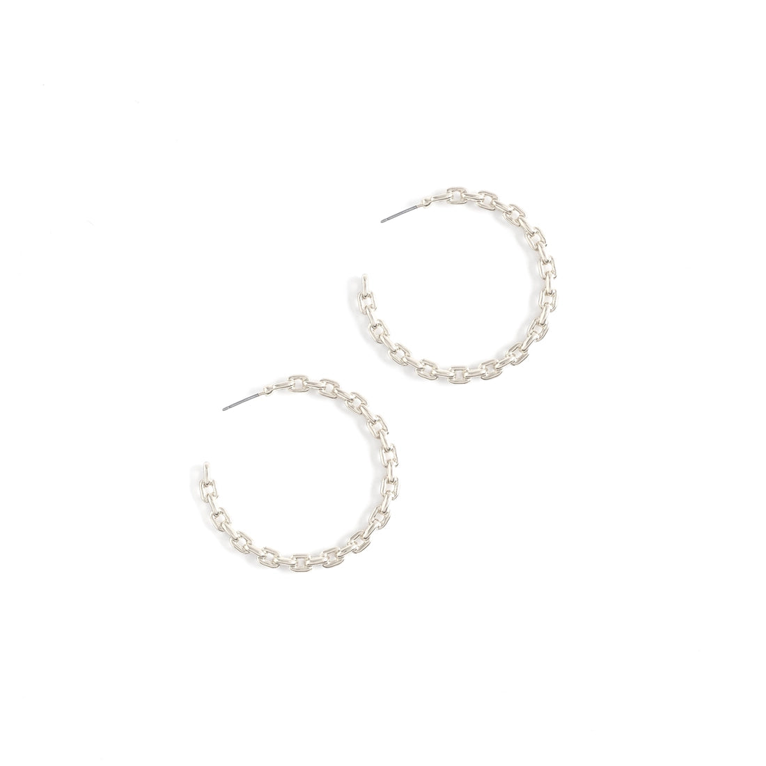 Chain Link Hoop Earrings - Silver