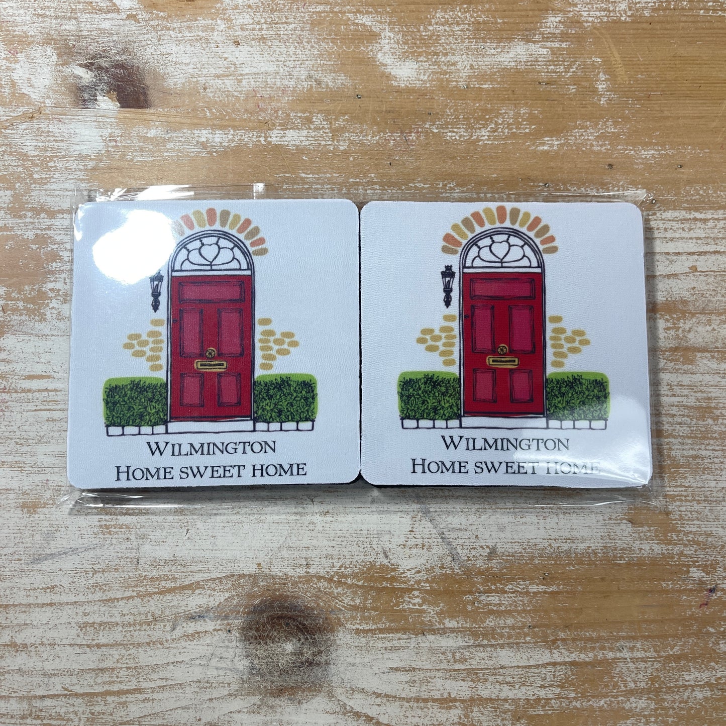 Rubber Coasters - Wilmington Red Door (Set of 4)