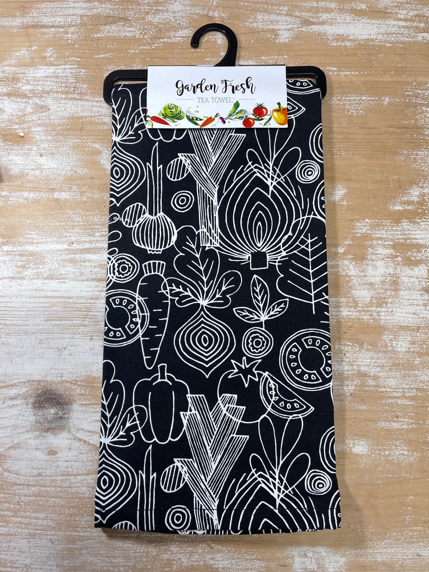Tea Towel Veggie Print - Black & White