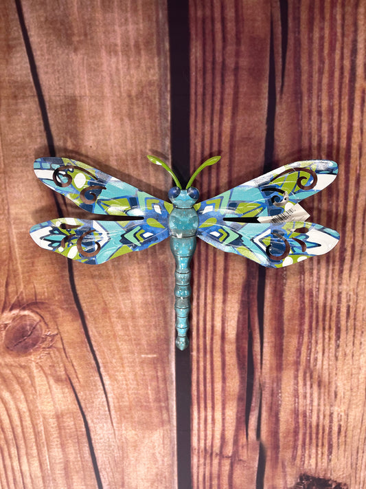Metal Dragonfly Wall Decor 15in - Blue Geometry