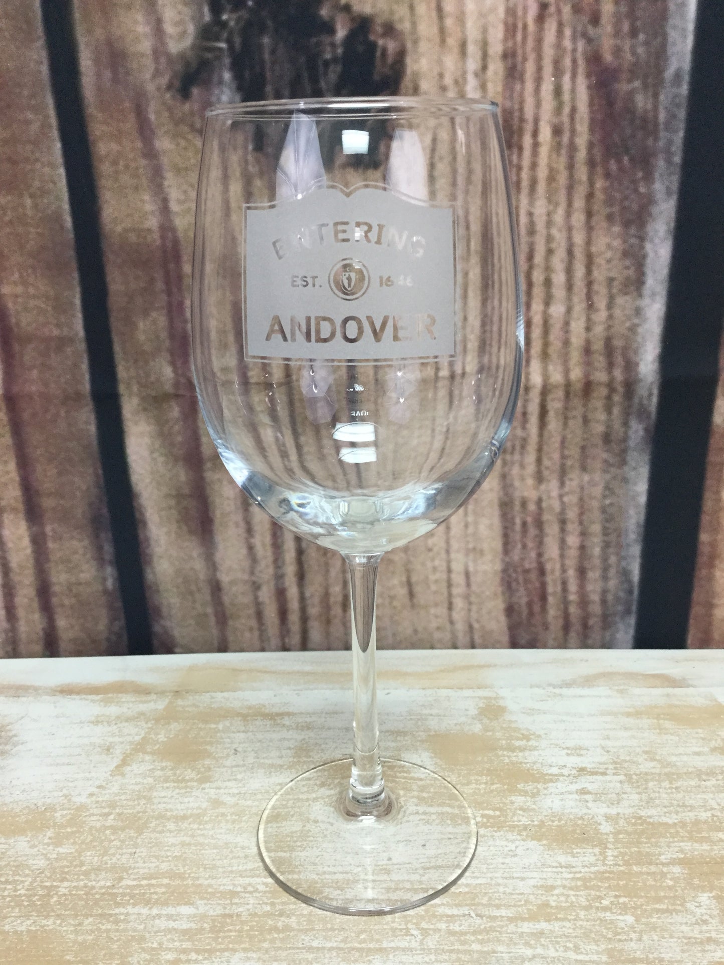 Zip Code Wine Glass - Entering Andover