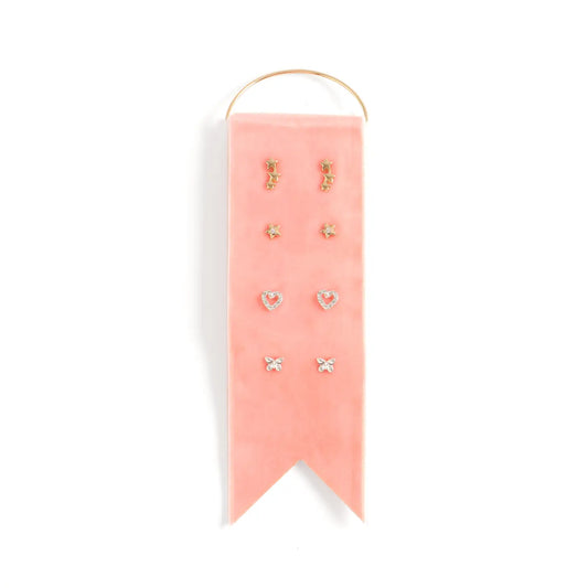 Delicate Earring Velvet Gift Set - Light Pink
