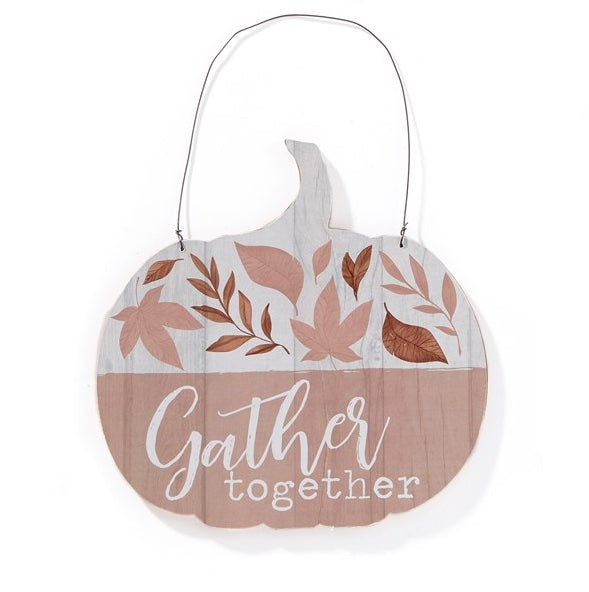 Hanging Pumpkin Sign - Gather Together