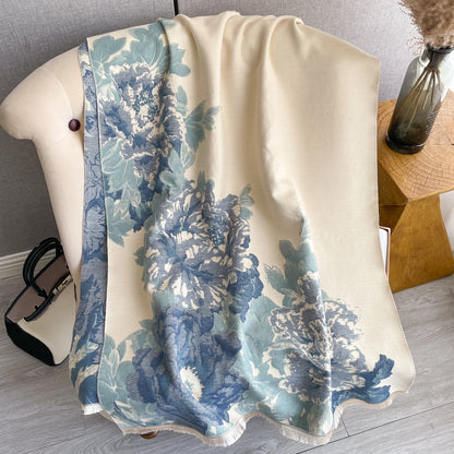 Reversible Wrap - Blue / White Bloom
