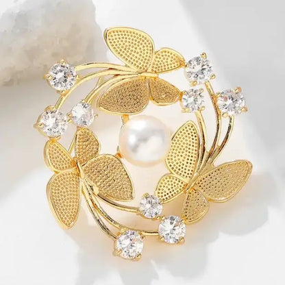 Statement Brooch - Elegant Pearl Butterfly