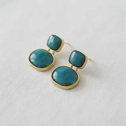Drop Earrings - Natural Shell Iridescent Geometric