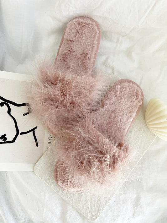 Feather Slippers (SM) - Blush