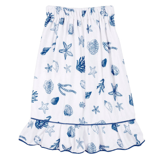 Spa Wrap with Ruffle - Ocean Blue Shells