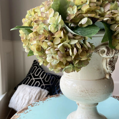 Faux Hydrangea 13in - Light Green / Purple