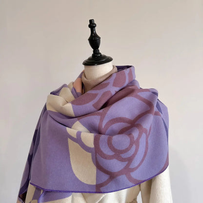 Reversible Wrap - Purple / Ivory Geo Rose