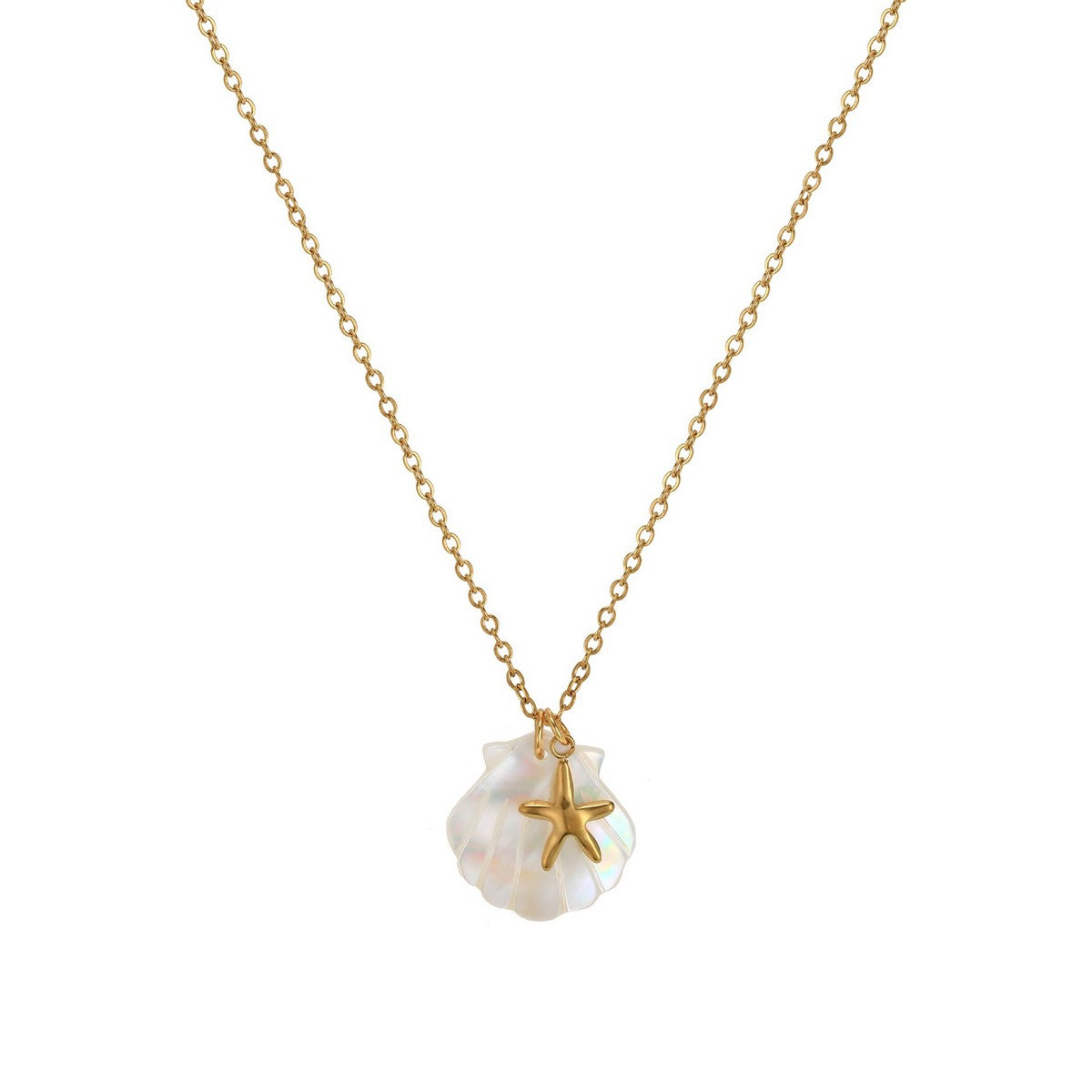 Stainless Steel Necklace - Starfish & Shell