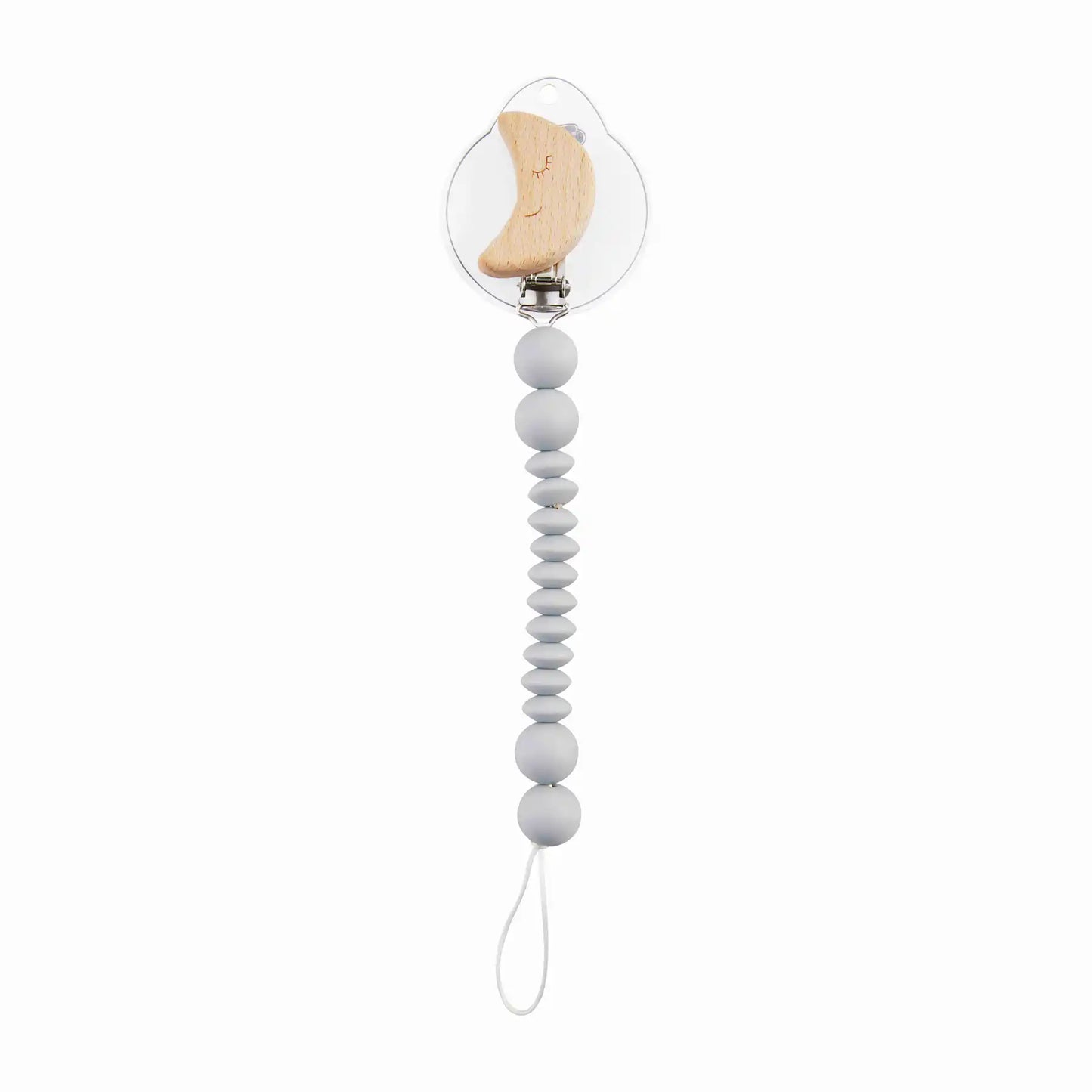Silicone Pacy Clip - Wood Grey Moon