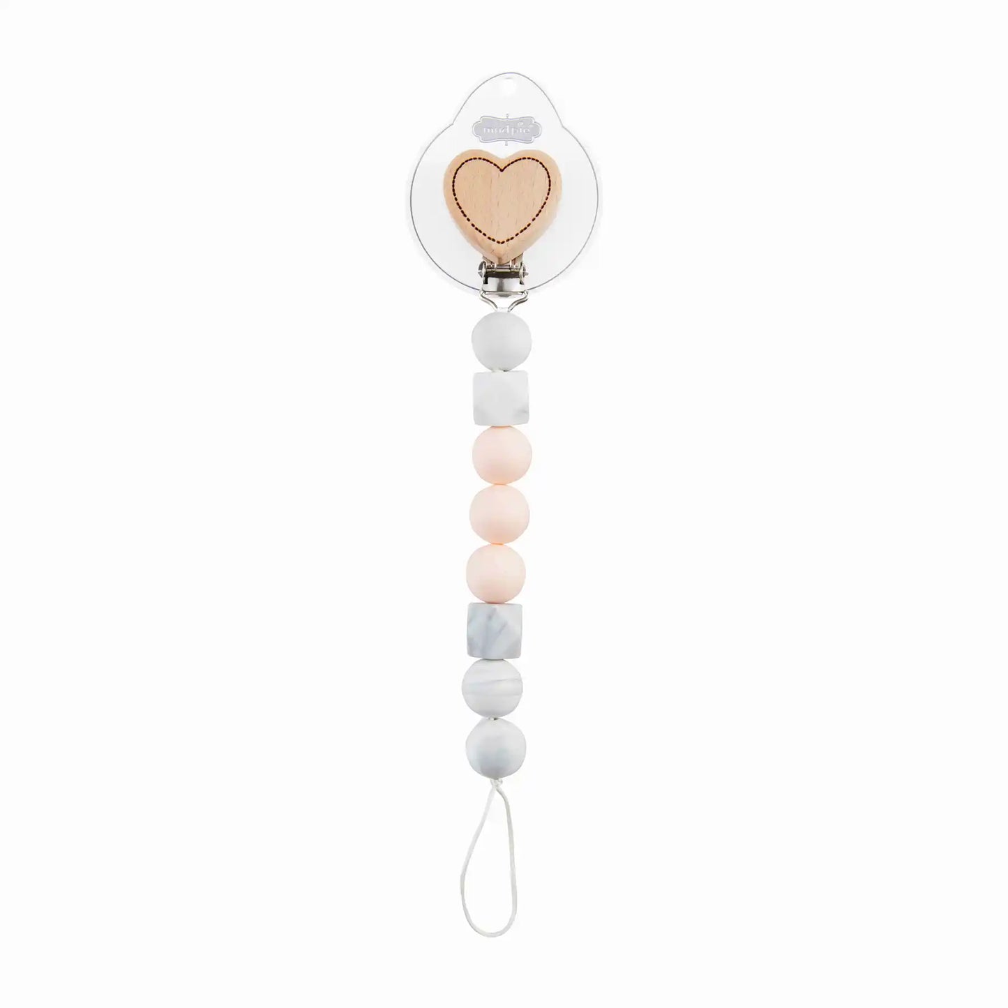 Silicone Pacy Clip - Wood Heart