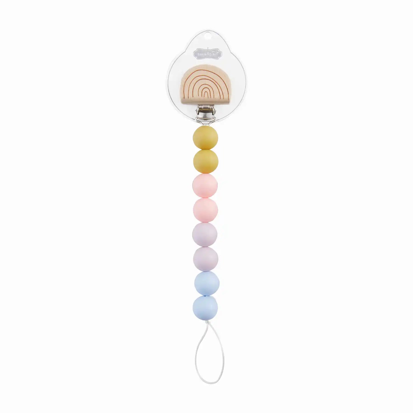 Silicone Pacy Clip - Wood Rainbow