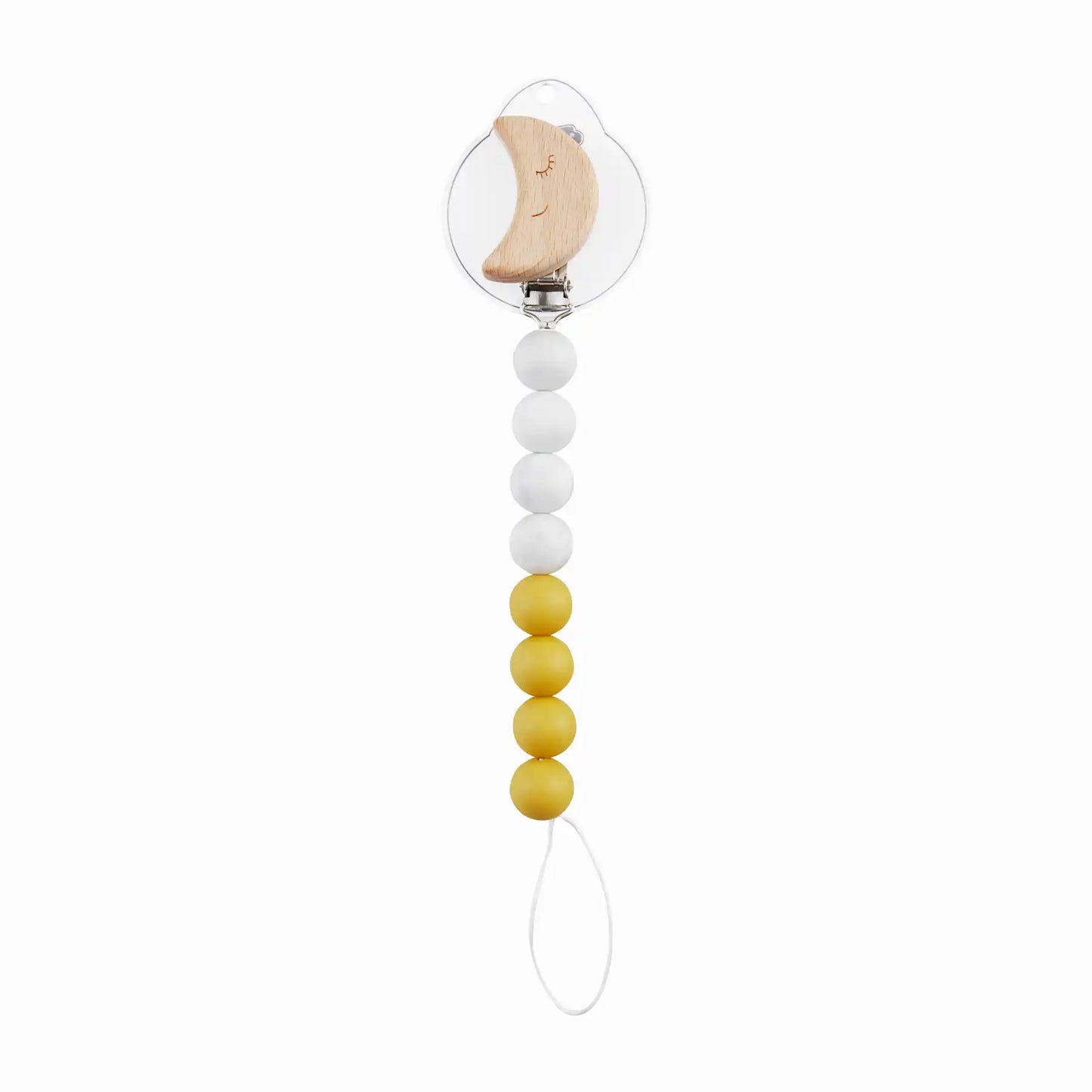 Silicone Pacy Clip - Wood Moon Yellow