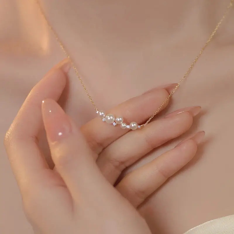 Pendant Necklace - Pearl Horizontal (Silver)